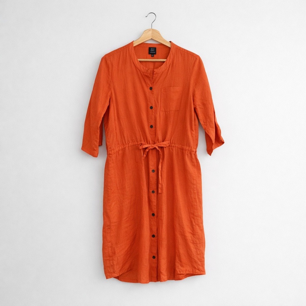 Orange Linen Dresses From BLUE Sax Fifth Avenue Vintage Large
